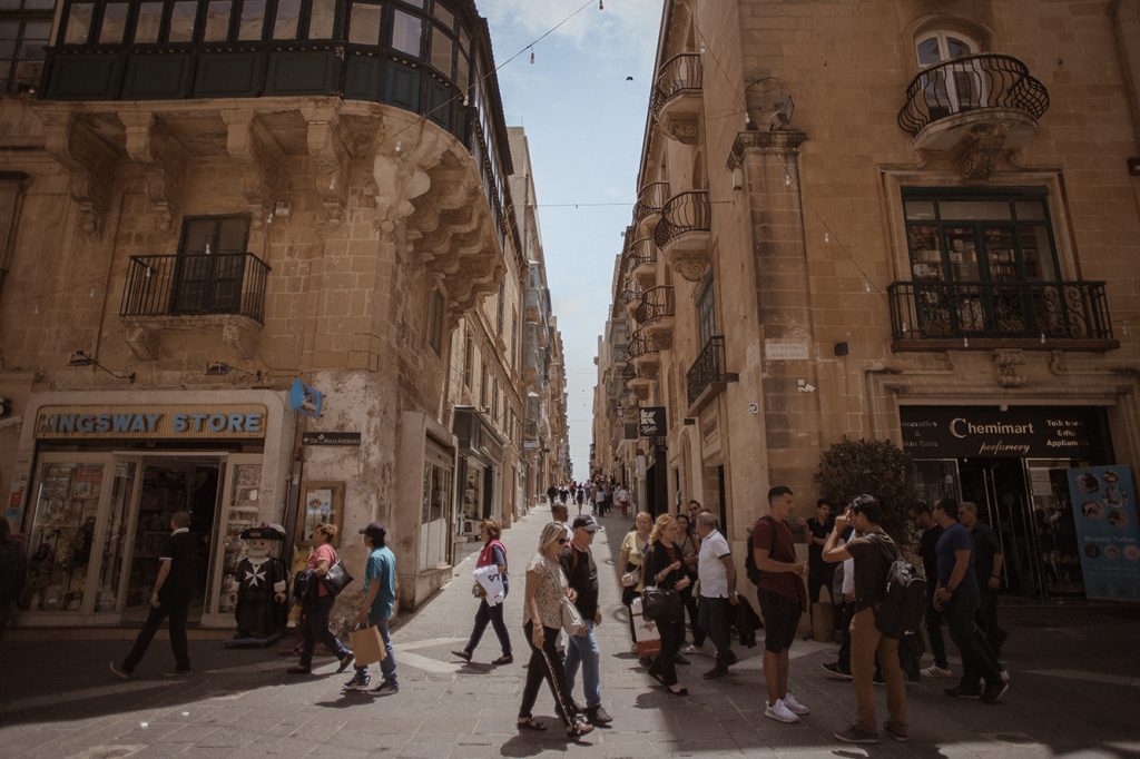 straight streets of Valetta city, Malta