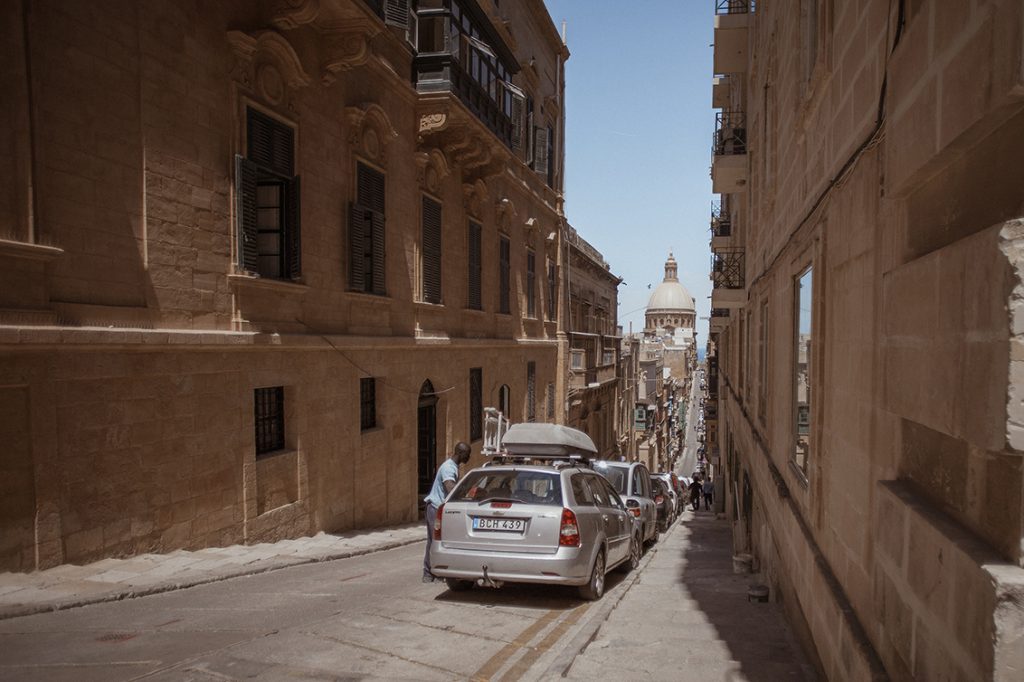 straight streets of Valetta city, Malta