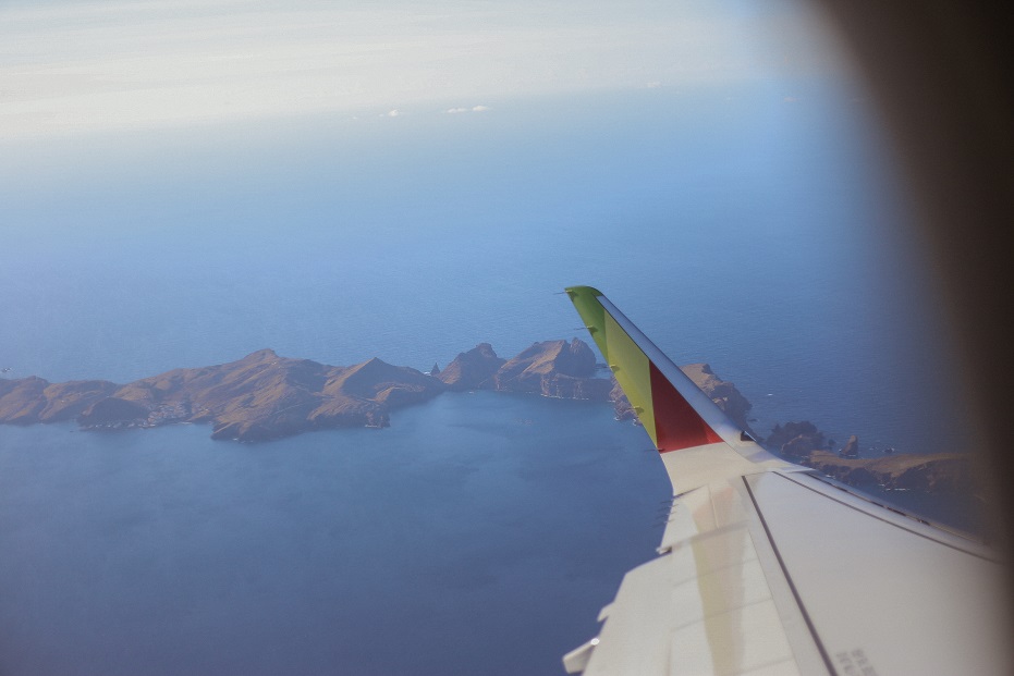 Ponta De Sao Lorenzo view from a plane window