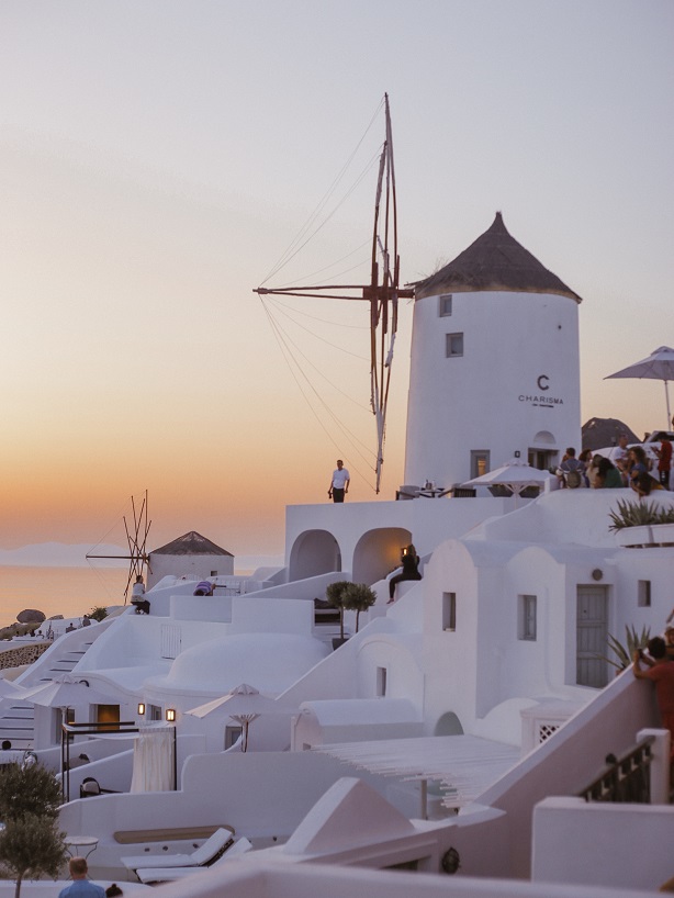 Windmills in sunset light