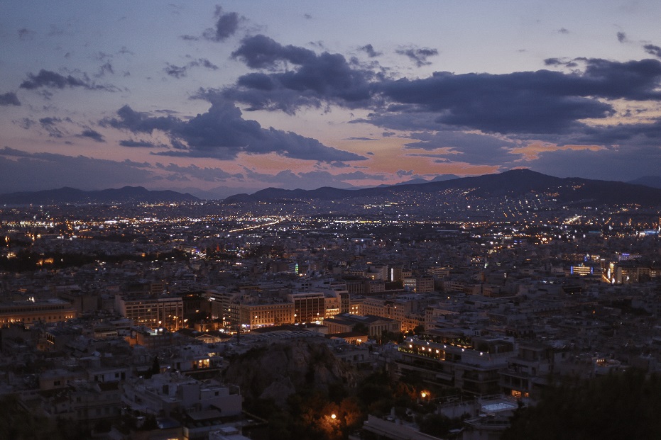 City view after the sunset from the Lycabettus Hill